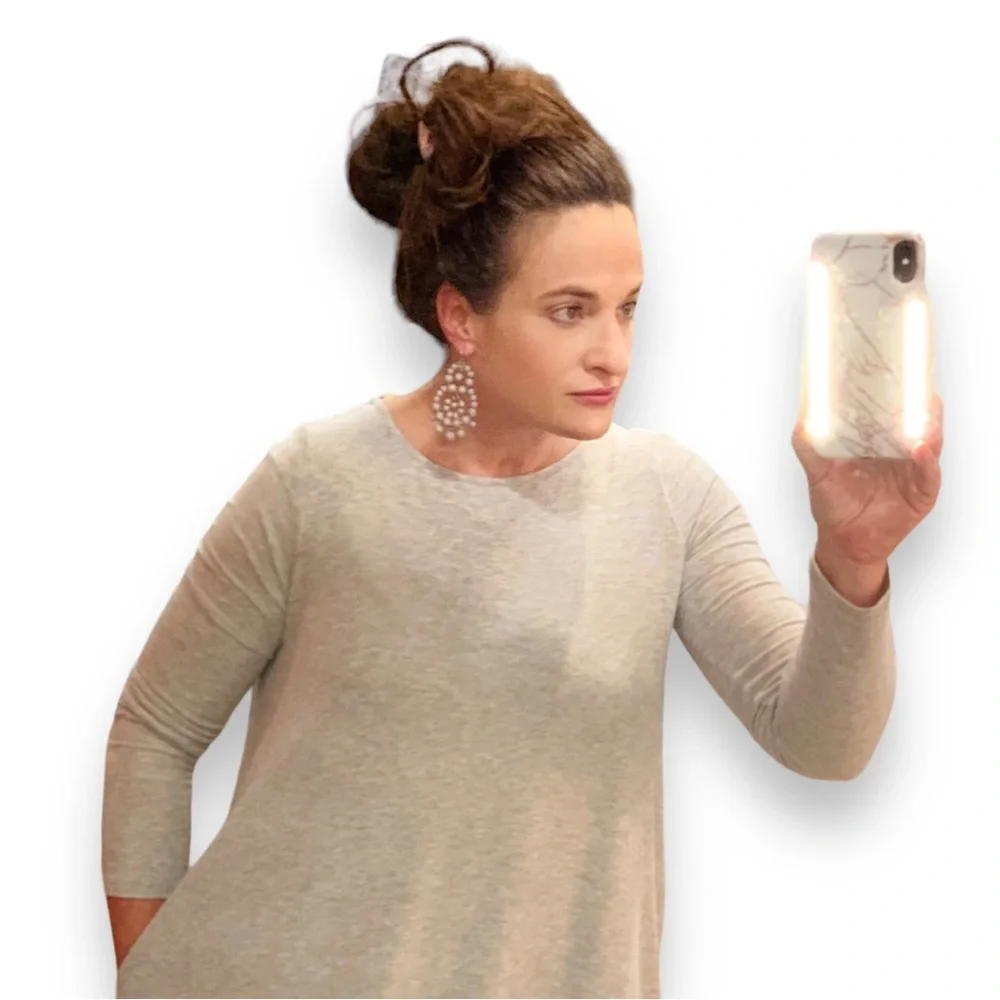 LUMEE Iphone X Lighted Duo Selfie Phone Case White Marble Influencer Cell Light